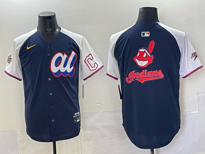 Men 2025 Cleveland Indians blank Drak Blue All star Nike MLB Jersey 011